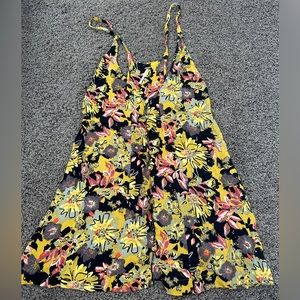 Free People Strappy Floral Mini Dress Yellow/ Black Boho Festival Size 10